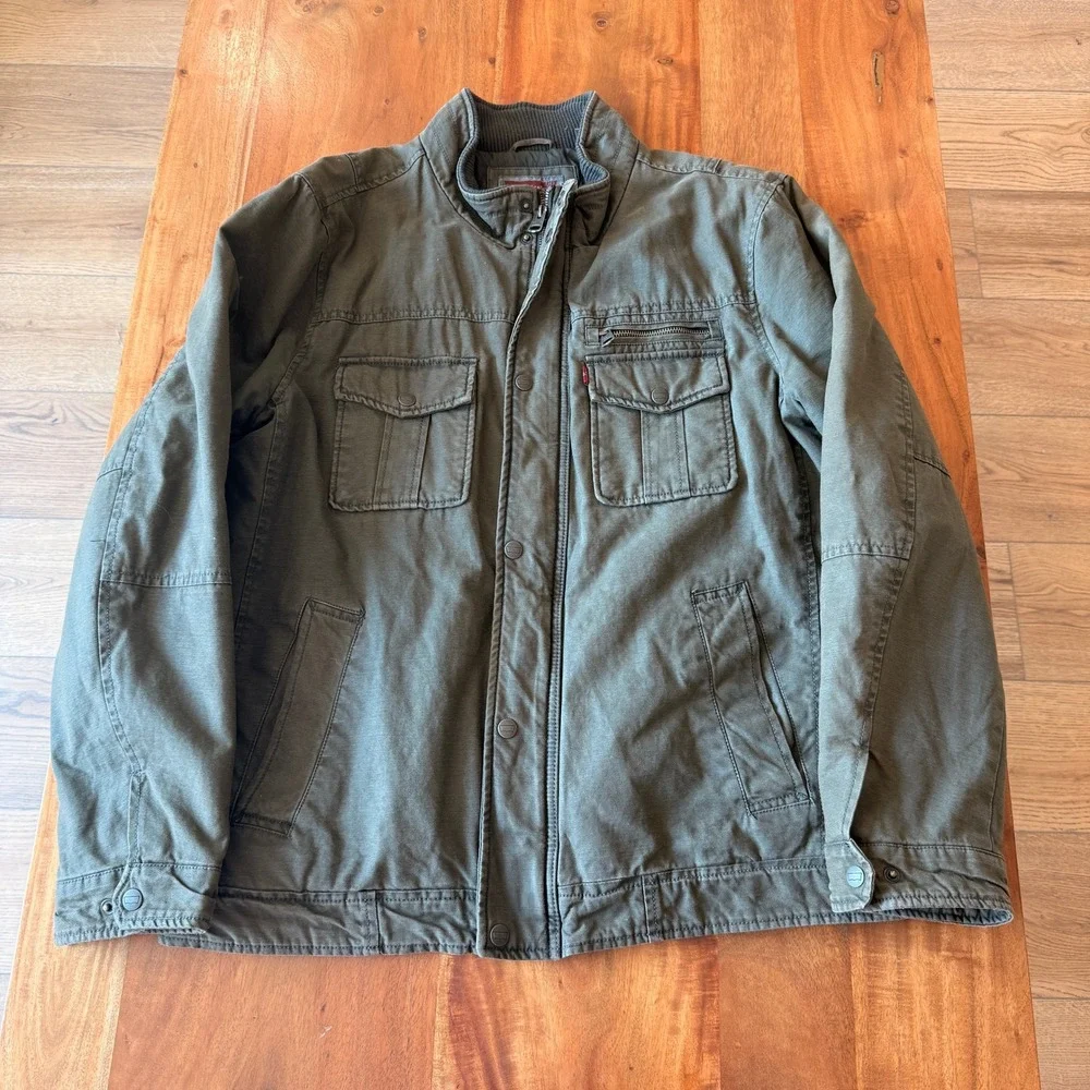 Levi's Men's Green Cotton Military Field Jacket Size L